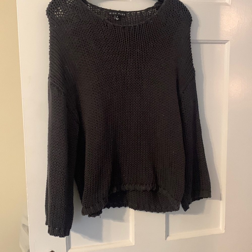 Dark gray Miou Muse sweater 3/4 length sleeve only worn once